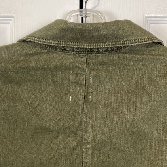 Zara Unisex Relaxed Fit Olive Green Frayed Hem‎ 100% Cottage Jacket Size M - Picture 9 of 13